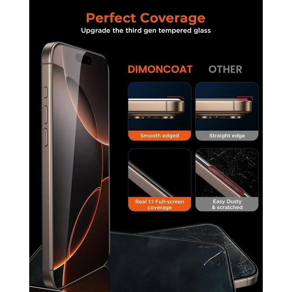 Privacy Screen Protector For iPhone 16 PRO-MAX Auto Align Kit 10X Military 4 Pac